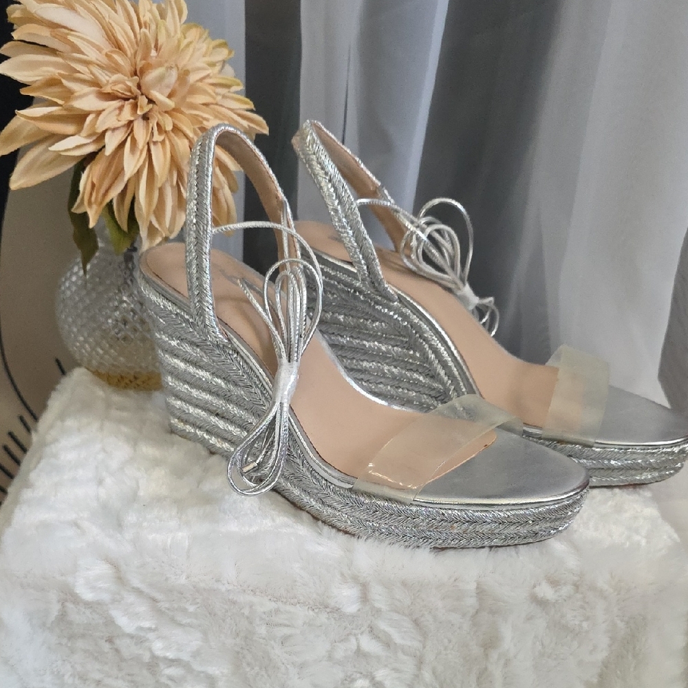 New Mix No. 6 Silver Wedge Sandals